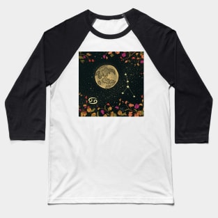 Cancer Flower Moon Night Sky Baseball T-Shirt